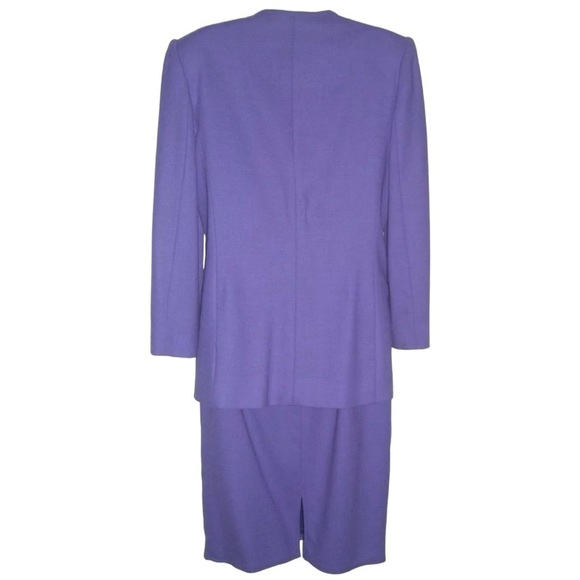 Vintage 80s Benard Holtzman Harve Benard Suit Purple Wool Business Work Witchy - Picture 4 of 11